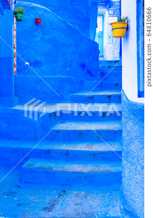 Chefchaouen blue town street in Morocco Chefchaouen blue town street in Morocco 64810666