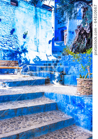 Chefchaouen blue town street in Morocco Chefchaouen blue town street in Morocco 64810667