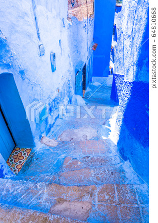 Chefchaouen blue town street in Morocco Chefchaouen blue town street in Morocco 64810668