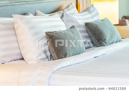 Pillow on bed decoration interior of bedroom interior 64811589