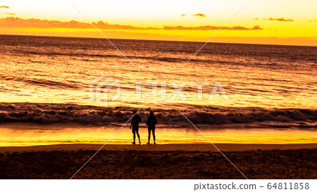 Hawaii, maui, twilight, sunset, people, two Hawaii, maui, twilight, sunset, people, two 64811858