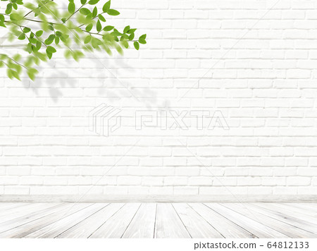 Background-wall-floor-brick-white-branch 64812133