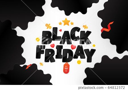 Horizontal banner Black Friday 50 offer. Design template card with red label on white background. Flat vector illustration EPS 10 Horizontal banner Black Friday 50 offer. Design template card with red label on white background. Flat vector illustration EPS 10 64812372