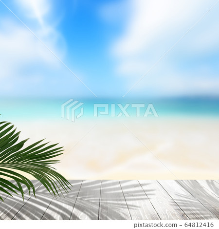 背景夏天海沙灘風景圖片 64812416