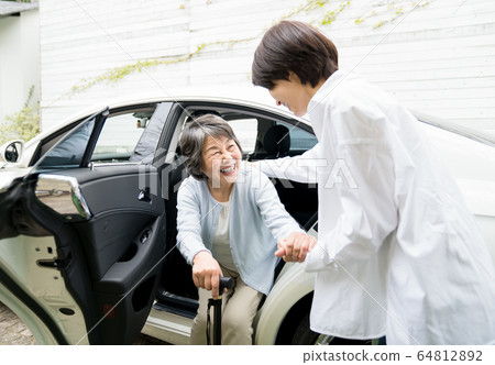 Getting on and off car Getting on and off car 64812892