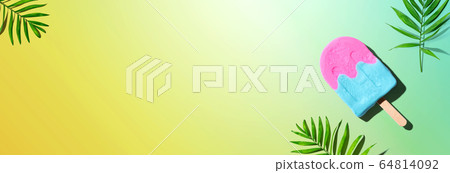 Popsicle with tropical plants 64814092