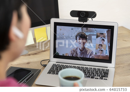 Online meeting telework remote work image using a webcam 64815733