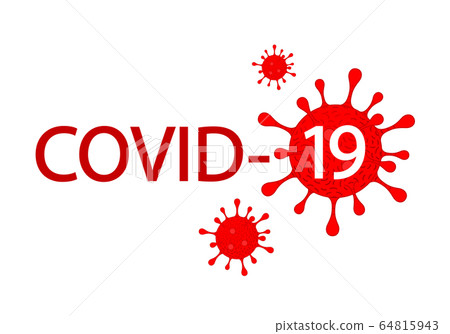 Inscription COVID-19 with abstract virus graphic. Inscription COVID-19 with abstract virus graphic. 64815943