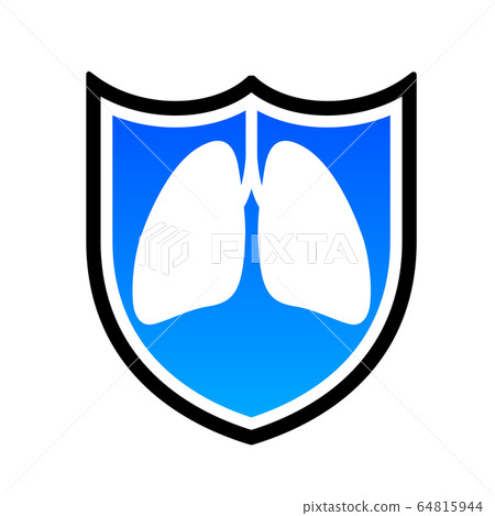 Human lung in shield. icon design. Human lung in shield. icon design. 64815944