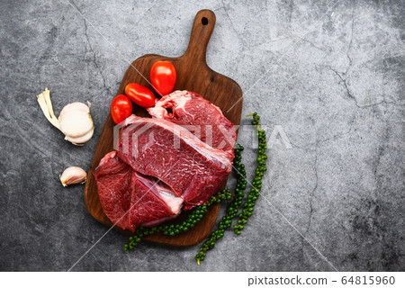 Fresh beef animal protein - Raw beef meat on Fresh beef animal protein - Raw beef meat on 64815960