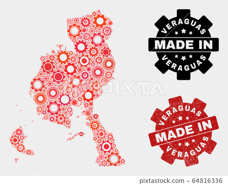 Mosaic Veraguas Province Map of Cog Items and Grunge Seal 64816336