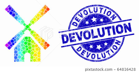 Vector Rainbow Colored Dot Windmill Icon and Grunge Devolution Watermark Vector Rainbow Colored Dot Windmill Icon and Grunge Devolution Watermark 64816428