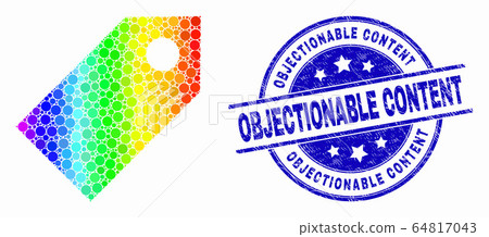 Vector Spectrum Dot Tag Icon and Grunge Objectionable Content Seal Vector Spectrum Dot Tag Icon and Grunge Objectionable Content Seal 64817043