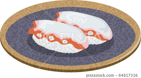 sushi. Octopus image illustration (2 pieces) 64817316