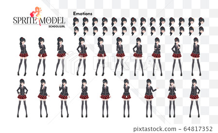 Set of emotions. Sprite full length character for 64817352