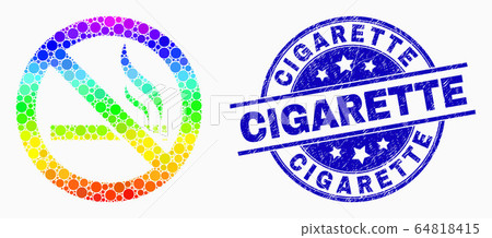 Vector Bright Dot Forbidden Smoking Icon and Distress Cigarette Watermark Vector Bright Dot Forbidden Smoking Icon and Distress Cigarette Watermark 64818415