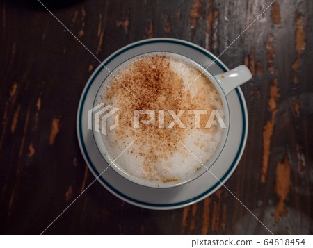 Cafe coffee cappuccino directly above copy space Cafe coffee cappuccino directly above copy space 64818454