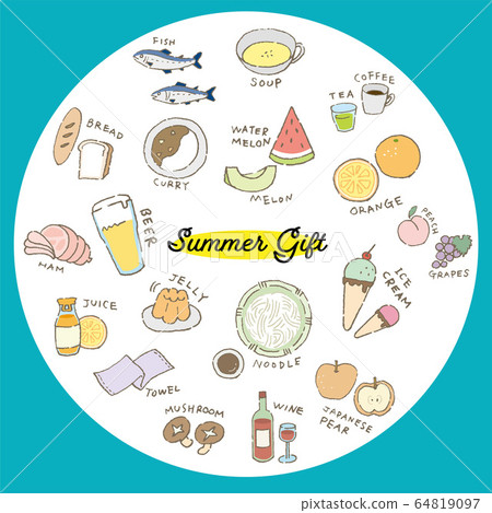 Summer gift line drawing color handwriting style Summer gift line drawing color handwriting style 64819097