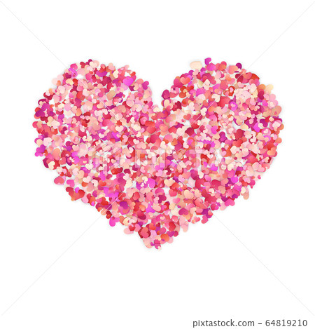 Heart shape color confetti. Valentines petals top view. Isolated on white background. EPS 10 Heart shape color confetti. Valentines petals top view. Isolated on white background. EPS 10 64819210