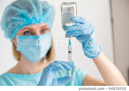 Medicine bottle and syringe for injection in nurse Medicine bottle and syringe for injection in nurse 64819350