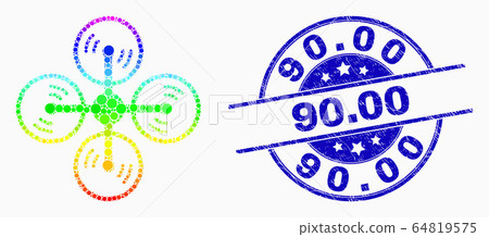 Vector Bright Dotted Air Copter Icon and Grunge 90.00 Watermark Vector Bright Dotted Air Copter Icon and Grunge 90.00 Watermark 64819575