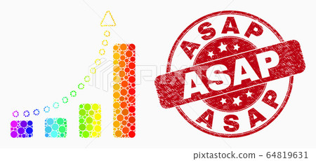 Vector Spectrum Dotted Fast Growing Trend Icon and Scratched Asap Stamp Vector Spectrum Dotted Fast Growing Trend Icon and Scratched Asap Stamp 64819631