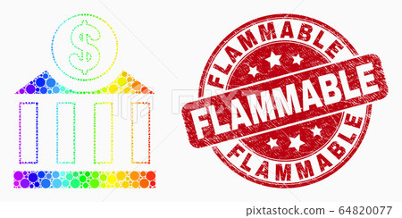 Vector Spectral Dotted Dollar Bank Icon and Grunge Flammable Seal Vector Spectral Dotted Dollar Bank Icon and Grunge Flammable Seal 64820077