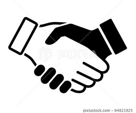 黑色和白色的握手圖標 64821925