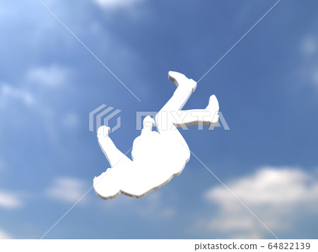 CG three-dimensional illustration Silhouette images of men and women falling from the sky 64822139