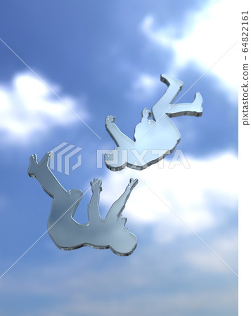CG three-dimensional illustration Silhouette images of men and women falling from the sky CG three-dimensional illustration Silhouette images of men and women falling from the sky 64822161