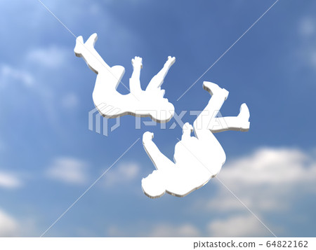 CG three-dimensional illustration Silhouette images of men and women falling from the sky CG three-dimensional illustration Silhouette images of men and women falling from the sky 64822162