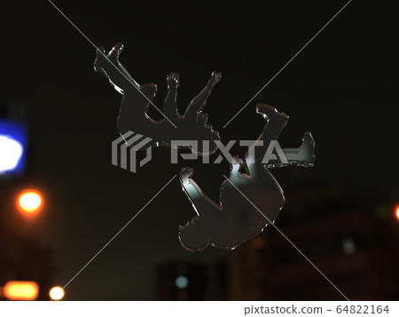 CG three-dimensional illustration Silhouette images of men and women falling from the sky 64822164
