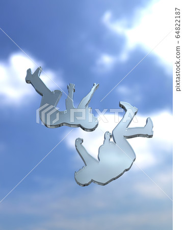 CG three-dimensional illustration Silhouette images of men and women falling from the sky CG three-dimensional illustration Silhouette images of men and women falling from the sky 64822187
