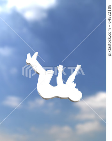 CG three-dimensional illustration Silhouette images of men and women falling from the sky 64822188