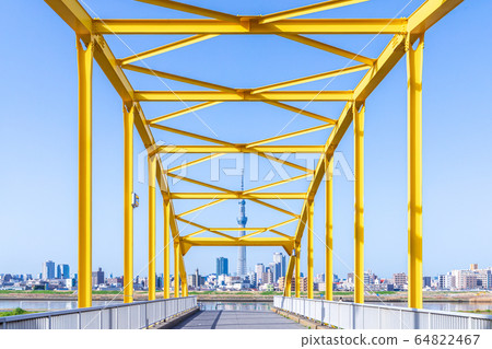 East Yotsugi Refuge Bridge and Tokyo Sky Tree 64822467