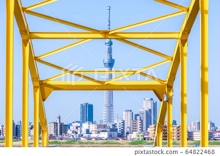 East Yotsugi Refuge Bridge and Tokyo Sky Tree 64822468