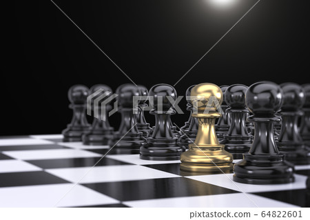 Gold and Black chess concept, 3d illustration. The Staff or Employees with outstanding work. Business and Strategic Planning Concept. Gold and Black chess concept, 3d illustration. The Staff or Employees with outstanding work. Business and Strategic Planning Concept. 64822601
