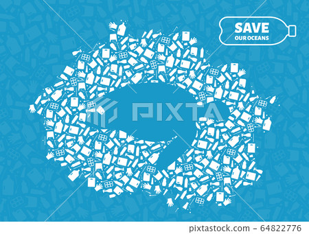 Turtle plastic trash planet pollution concept Turtle plastic trash planet pollution concept 64822776