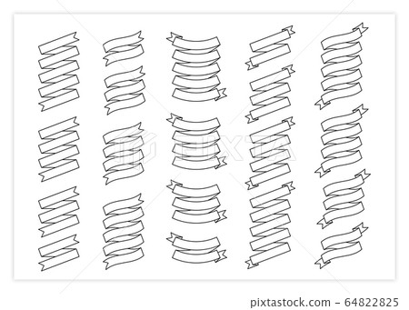 Blank label black outline ribbon vector set Blank label black outline ribbon vector set 64822825