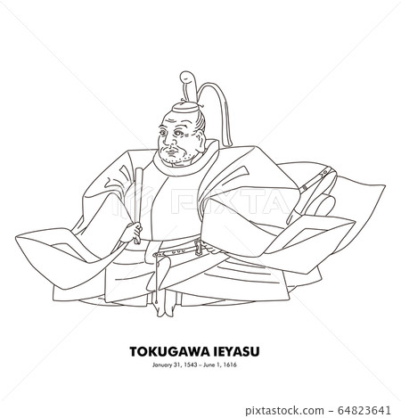 德川家康（1543-1616）歷史人物的線描插圖 64823641