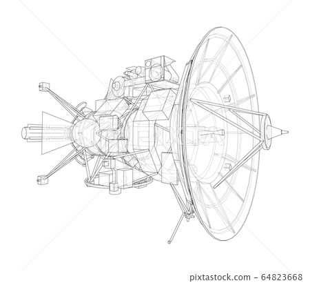Communication satellite concept outline. Vector 64823668