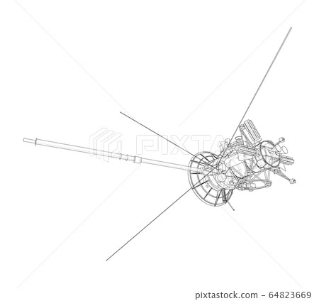 Communication satellite concept outline. Vector 64823669