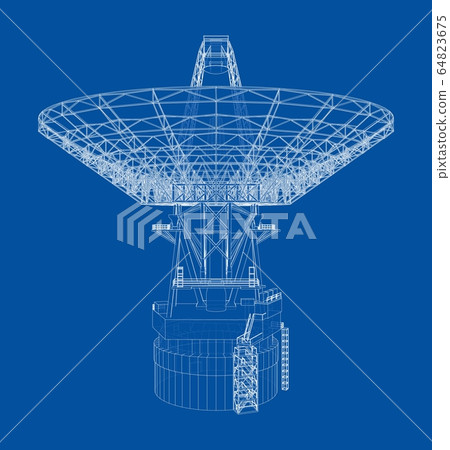 Radio Telescope concept outline. Vector Radio Telescope concept outline. Vector 64823675