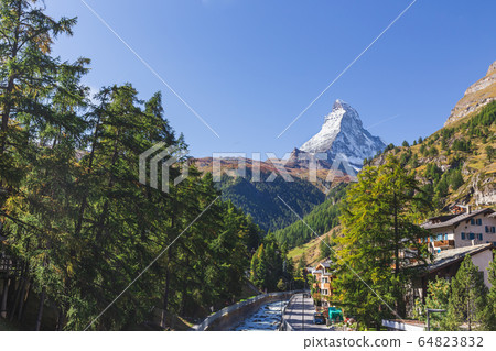 Landscape of Matterhorn mountain peak view from 64823832