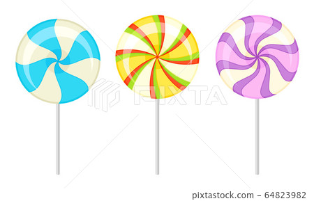 Twisted and Swirling Lollipops on Sticks Vector Set Twisted and Swirling Lollipops on Sticks Vector Set 64823982