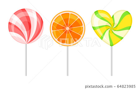 Twisted and Swirling Lollipops on Sticks Vector Set Twisted and Swirling Lollipops on Sticks Vector Set 64823985