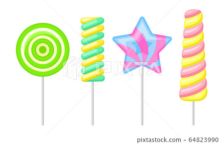 Twisted and Swirling Lollipops on Sticks Vector Set Twisted and Swirling Lollipops on Sticks Vector Set 64823990