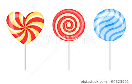 Twisted and Swirling Lollipops on Sticks Vector Set Twisted and Swirling Lollipops on Sticks Vector Set 64823991