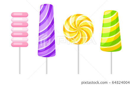 Twisted and Swirling Lollipops on Sticks Vector Set Twisted and Swirling Lollipops on Sticks Vector Set 64824004