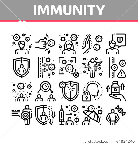 Immunity Human Biological Defense Icons Set Vector Immunity Human Biological Defense Icons Set Vector 64824240
